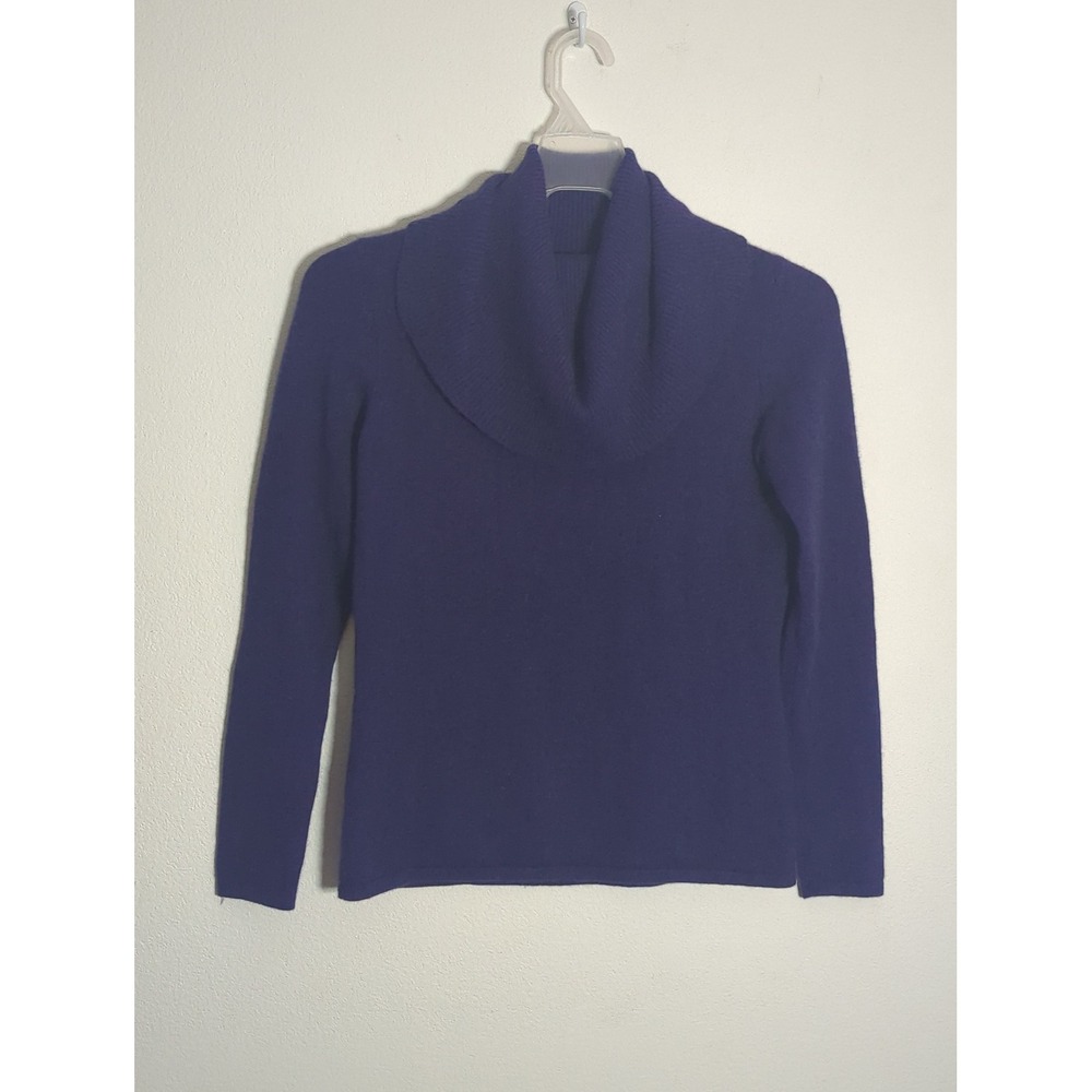 Womens Royal Purple 100% Cashmere Cowl Neck Sweater Quiet Luxury Old Money XS